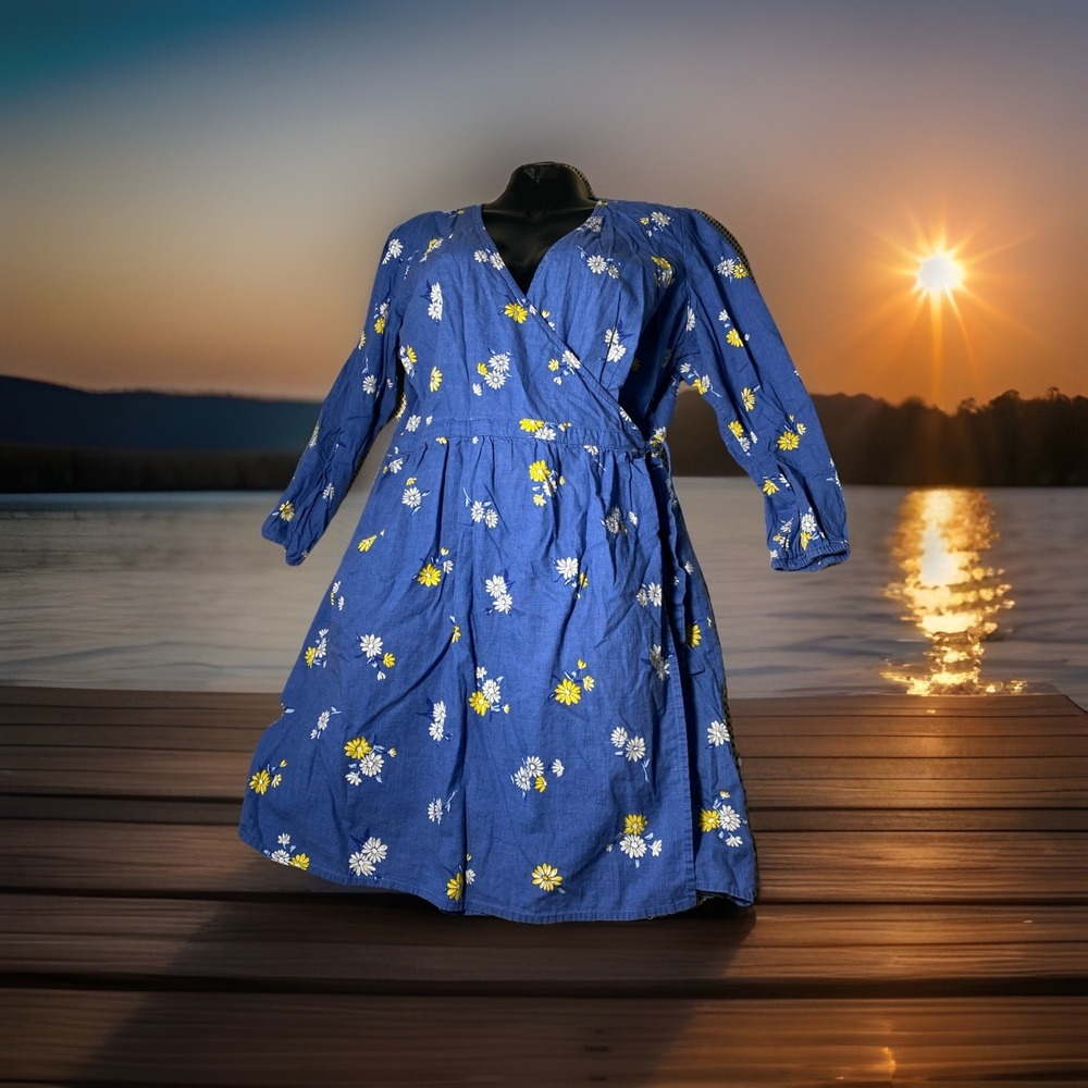 Old Navy  Womens Wrap Dress Waist-Defined Plus-Size Front Floral  size XL boho